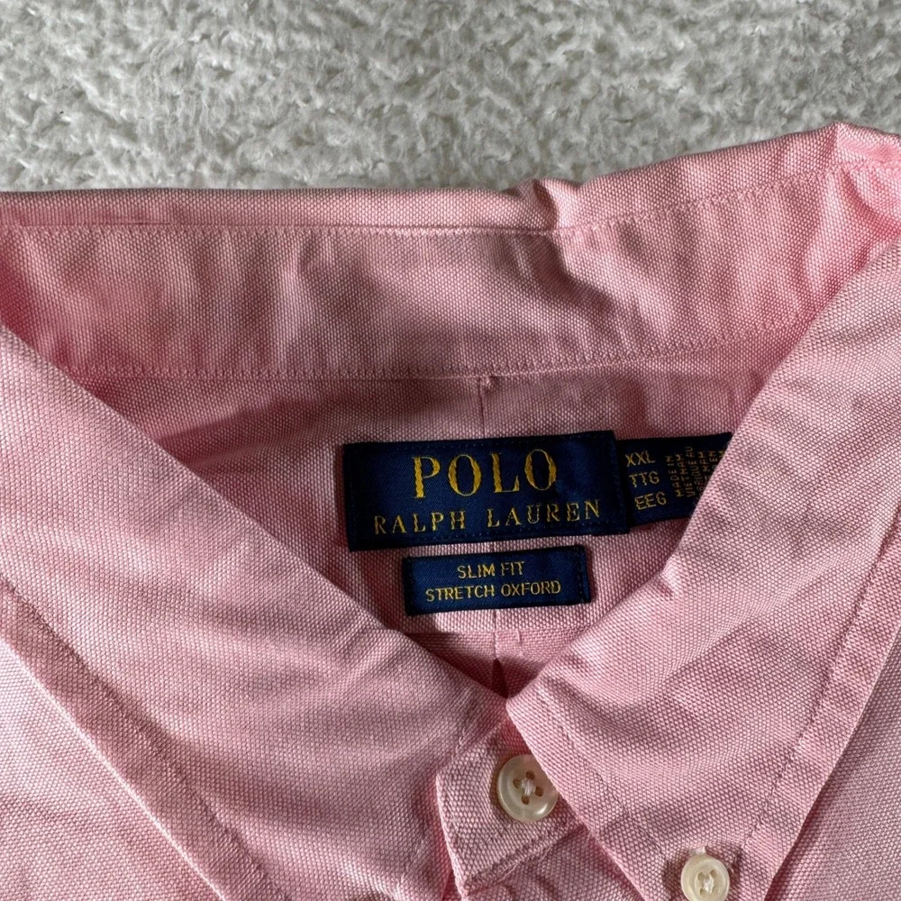 NWT Polo Ralph‎ Lauren Stretch Oxford Shirt Mens XXL Pink Slim Fit Button Down
